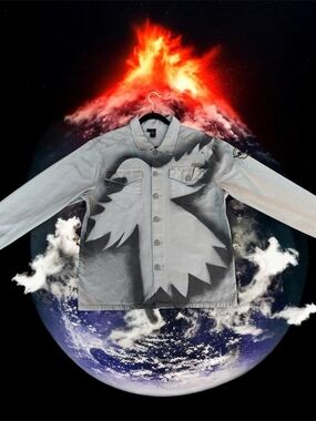 3IIƐ x DOVE x RVCA military style jacket with dove 323 spray paint designs - XL